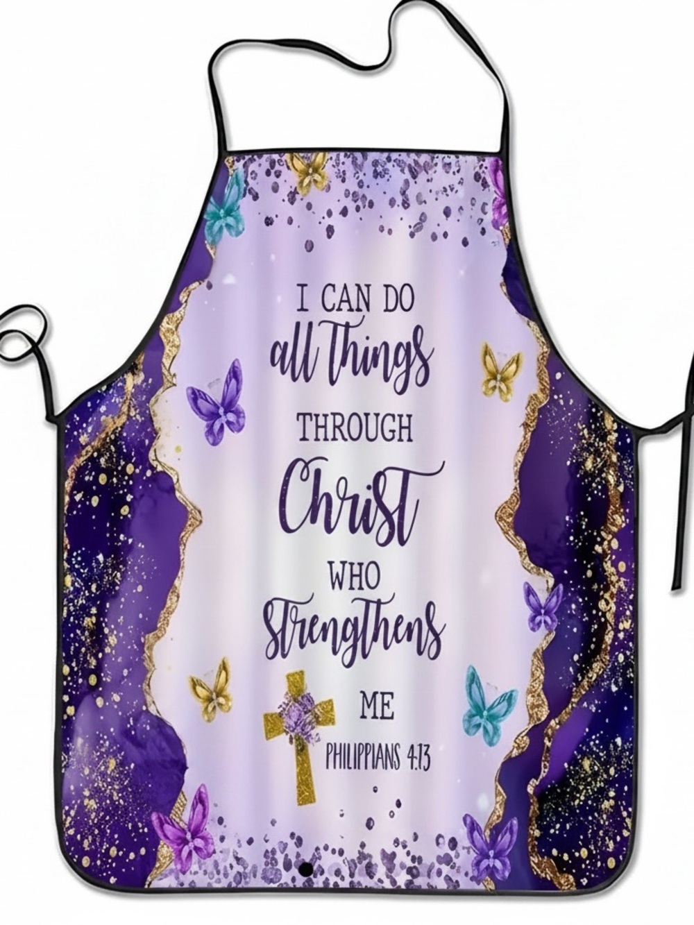Inspirational Purple Christian Kitchen Apron - I Can Do All Things
